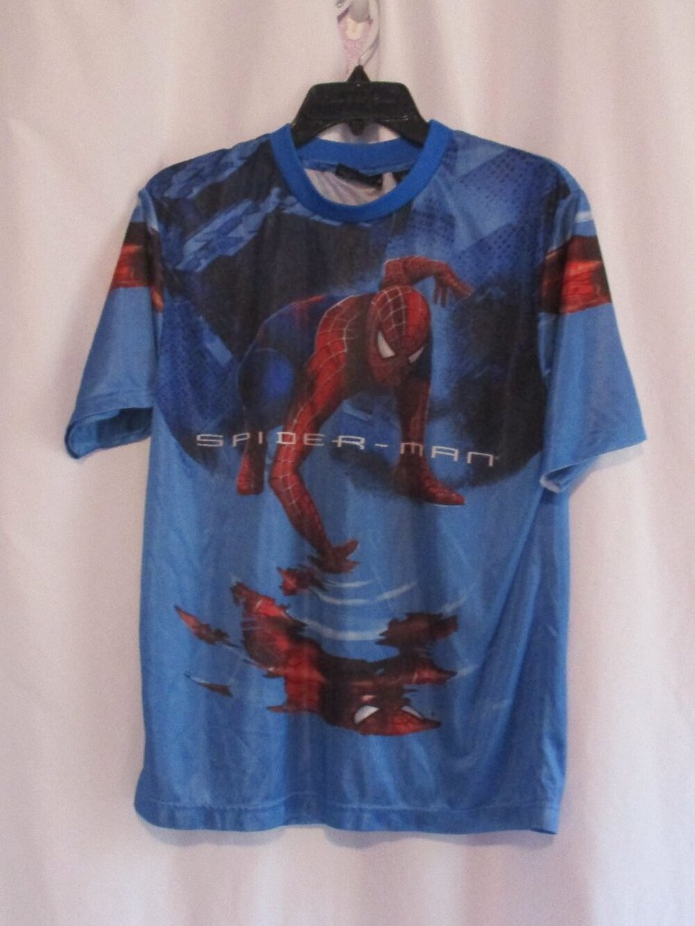 Spider-Man Shirt Youth Size Large Polyester Spiderman Front & Back Graphic 16-18